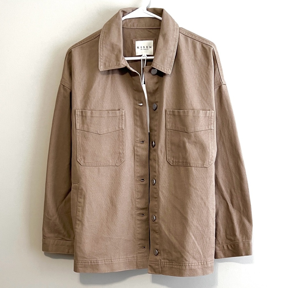 NWT Risen Oversized Button Up Utility Twill Canvas Shacket